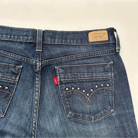 Levi's 515 Boot Cut Embellished Pocket Dark Wash Denim Jeans, Size 8 Long - Picture 7 of 9
